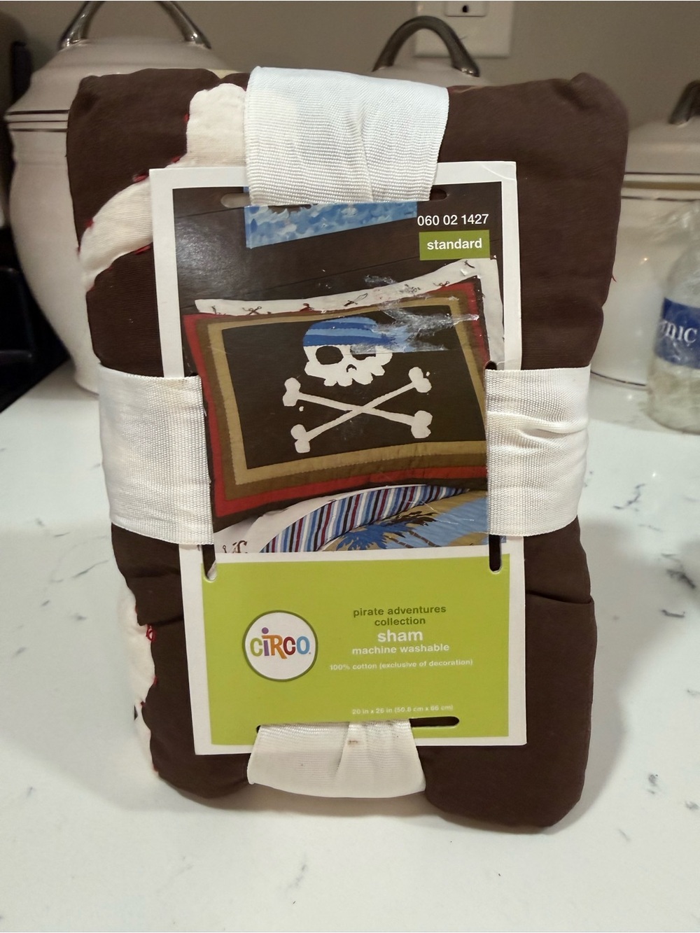 Circo Brown Pillow Sham with Multicolor Pirate Skull Accent